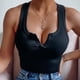thumbnail image 2 of Tops delgados de color sólido sexy de cobertura con cuello en V sin mangas para mujer Pompotops lopia997388, 2 of 5