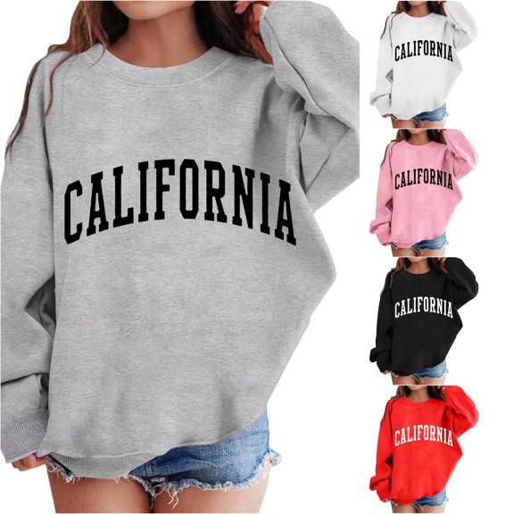 Zylarhe Kids Sweatshirts Girl Graphic Prints Sweatshirt Crewneck Long Sleeve Cute Drop Shoulder Pullover Tops with Cute Graphic Grey 5-6 Years
