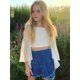 thumbnail image 1 of Conjunto de verano para bebé y niña, Top corto con hombros descubiertos y manga acampanada + minifalda vaquera, conjunto de ropa, 1 of 2
