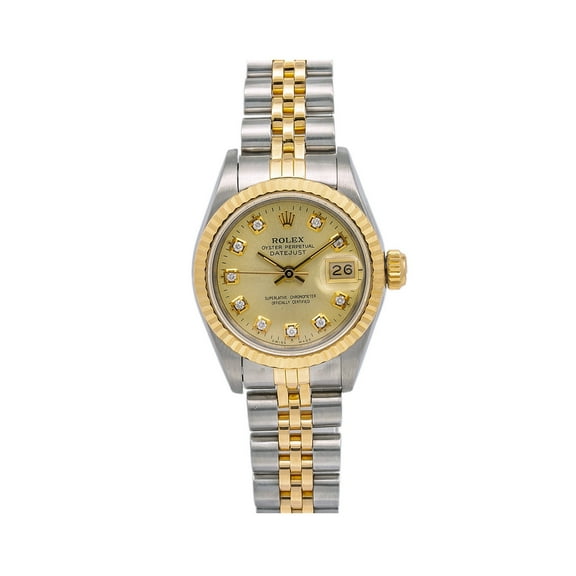 Pre-Owned Pre‑Owned Rolex Lady‑Datejust 69173 Champagne Diamond Dial Two‑Tone Jubilee