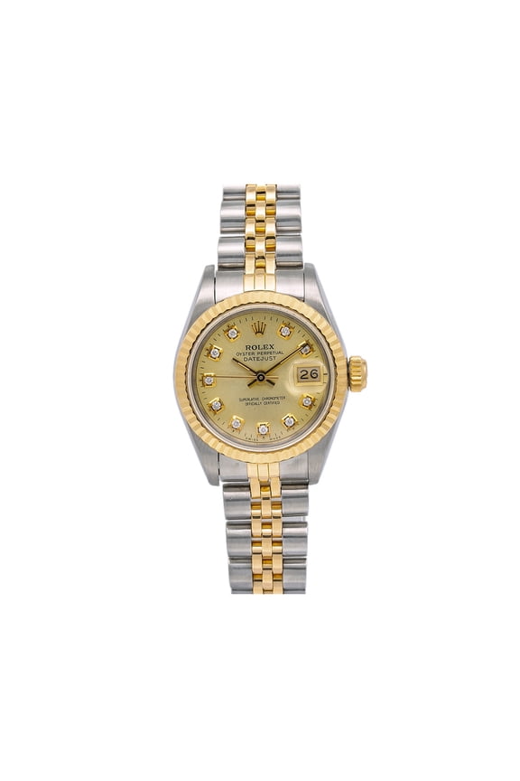 Pre-Owned PreOwned Rolex LadyDatejust 69173 Champagne Diamond Dial TwoTone Jubilee