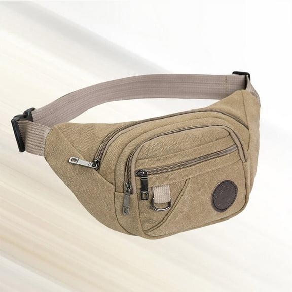 KONTONTY Casual Canvas Fanny Pack in Khaki for Outdoor Activities, 1 Set