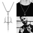thumbnail image 2 of Metal Necklace Hip Hop Trident Pendant Necklace Chain Length 55cm Sweater Chain, 2 of 13