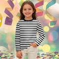 thumbnail image 2 of Girls Mardi Gras Shirts Carnival Striped Print Long Sleeve Trendy Casual Tops Lightweight Crewneck Soft Comfy Tops, 2 of 4