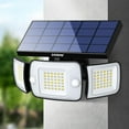 thumbnail image 1 of Intelamp Solar Motion Sensor Lights Outdoor, 3-Head LED Security Flood Light, 6000mAh 1200LM Dual PIR, IP65 Waterproof,, 1 of 9