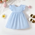 thumbnail image 2 of 12 Months Baby Girls Clothes 18 Months Baby Girls Dress Toddler Girls Sleeveless Dress Solid Color Stripe Dress Blue, 2 of 7
