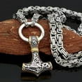 thumbnail image 2 of GKNET Nordic Totem Viking Thor Hammer Stainless Steel Loop Chains Men's Necklaces, 2 of 7