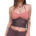 thumbnail image 3 of KelaJuan Women’s Halter Crop Cami Tops, Sleeveless Contrast Color Slim Fit Ruched Knit Camisole, 3 of 6