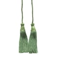 thumbnail image 2 of Decorative Chainette Double Tassel Curtain and Drapery Tieback / Holdback, 4" Tassel (10cm), 29" Spread (73.5cm) # CDCT, White Gold Green #2932 (Olive Green, White Gold, Sage Green) Set of 2, 2 of 4