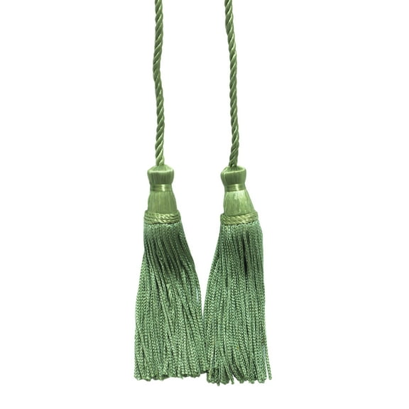 Decorative Chainette Double Tassel Curtain and Drapery Tieback / Holdback, 4" Tassel (10cm), 29" Spread (73.5cm) # CDCT, Sage Green #29 (Sage Green, Olive Green, Yellow Green) Sold Individually