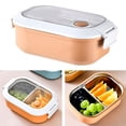 thumbnail image 2 of Fiambrera de acero inoxidable con aislamiento a prueba de fugas, diseño lindo, caja Bento portátil para la escuela, oficina, color naranja, 2 of 8