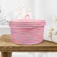 thumbnail image 4 of 1PC Delicate Cotton Rope Woven Household Desktop Storage Basket with Lid, 4 of 8