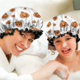 thumbnail image 6 of Shower Caps,Classic Halloween Pumpkins Pattern Waterproof Shower Cap for Women 4 Pieces,Double Reusable Hair Cover for Shower PEVA Elastic Stretch Hem, 6 of 7