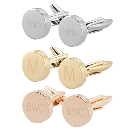 Personalized Rose Gold Round Cuff Links