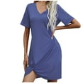 thumbnail image 2 of ZHUGeLI Casual Dresses for Women Summer Short Sleeve Sexy Casual Round Neck Dress Comfort Loose Home Furnishings Color Kink Versatile Slim Floral Print Ruffle Puff Sleeve High Waist Midi Beach Dresses, 2 of 4