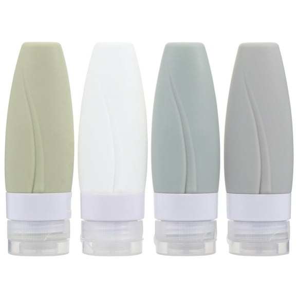 4 botellas de silicona de viaje, vacías, para loción, rellenables.
