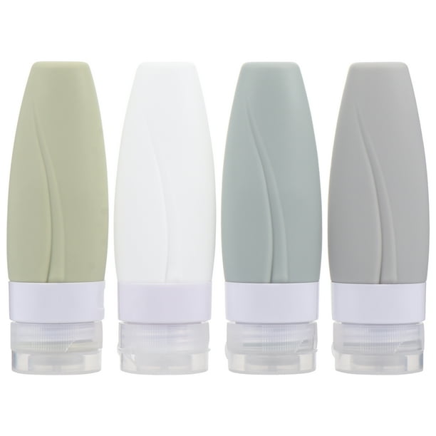 4 botellas de silicona de viaje, vacías, para loción, rellenables.