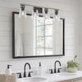 thumbnail image 7 of Kira Home Barrett 33" 4-Light Farmhouse / Bathroom Light + Funnel Glass Shades, Reclaimed Oak wood + Textured Black, 7 of 7