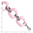 thumbnail image 4 of Stainless Steel Pink Ceramic 8 Inch Link Bracelet Contemporary Fancy, 4 of 8