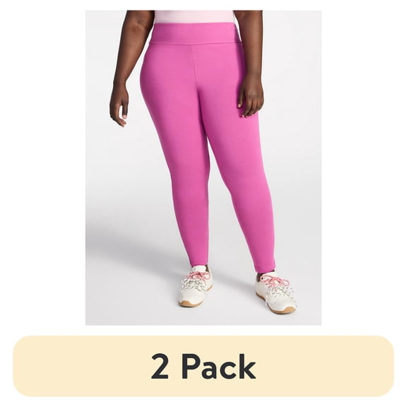 (2 pack) Terra & Sky Women's Plus High Waist Ankle Length Leggings, 27" Inseam, Sizes 0X-5X