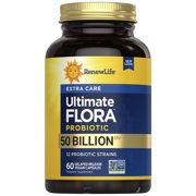 Ultimate Flora Extra Care Probiotic | 50 Billion Live Cultures | 60 Vegetarian Capsules | by Renew Life
