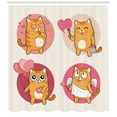 thumbnail image 3 of Ambesonne Kitty Shower Curtain, Romantic Kitten in Love, 69"Wx75"L, Multicolor, 3 of 3