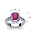 thumbnail image 5 of SuperJeweler 1 1/2 Carat Octagon Shape Created Ruby and Halo Diamond Ring In Sterling Silver For Women, 5 of 6