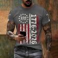 thumbnail image 2 of 250Th Anniversary Usa Patriotic Knit Short Sleeve T Shirt Graphic Independence Day Celebration Mens Tees Grey M, 2 of 7