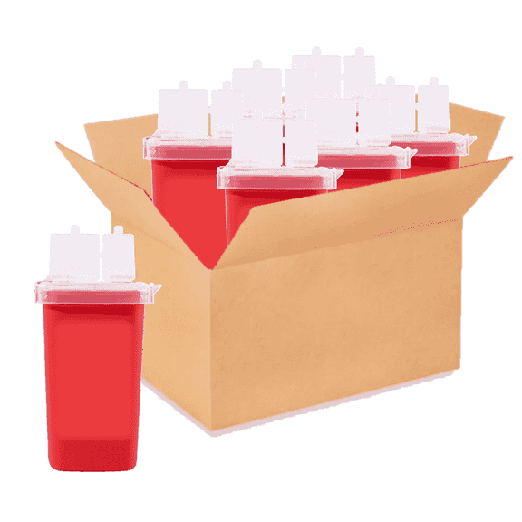 Dealmed Sharps Container, 2 Quart Flip Lid, Red (Case of 60)