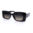 thumbnail image 3 of Womens Star Stud Rectangle Mod Thick Temple Plastic Retro Sunglasses Black - Black Brown, 3 of 5