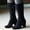 Black, variant on Bmisegm Women Fashion Casual Vintage Retro Mid-Calf Boots Lace up Thick Heels Shoes Black 8