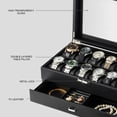 thumbnail image 5 of FENOHREFE Sophisticated Watch Holder Case with Drawer Elegant 12 Compartments Wrist Watches Display Box Stylish Jewelry Organiser, 5 of 7