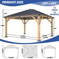 thumbnail image 3 of Howsvn 13 ft. x 15 ft Outdoor Hip Roof Spruce Wooden Gazebo, Heavy-duty Hard Top Steel Metal Roof Gazebo Pavilion, Weather Protected Permanent Canopy for Patio, Garden, Backyard, 3 of 10