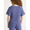 thumbnail image 4 of Joyspun Women's French Terry Sleep Top with Short Sleeves, Sizes XS-3X, 4 of 6