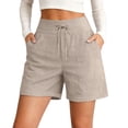 thumbnail image 7 of Womens Shorts 2026 Comfy Summer Drawstring High Waist Cotton Shorts with Pockets for Women Trendy by Yigetop Beige L, 7 of 7