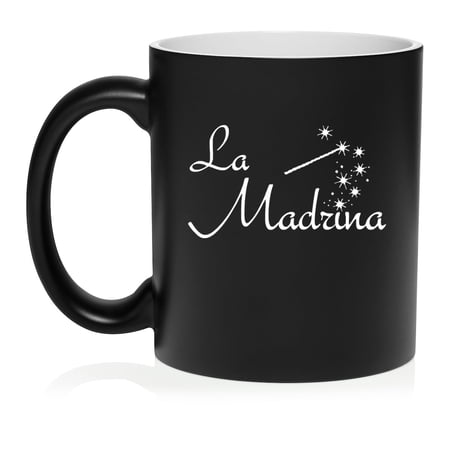 La Madrina Christening Baptism Godmother Ceramic Coffee Mug Tea Cup Gift (11oz Matte Black)