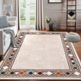 thumbnail image 3 of Yesurprise 274*366cm Large Area Rugss for Living Room, 9x12ft Modern Bordered Area Rugs with Geometric Border, Washable, Non-Slip, Stain Resistant, Beige, 3 of 7