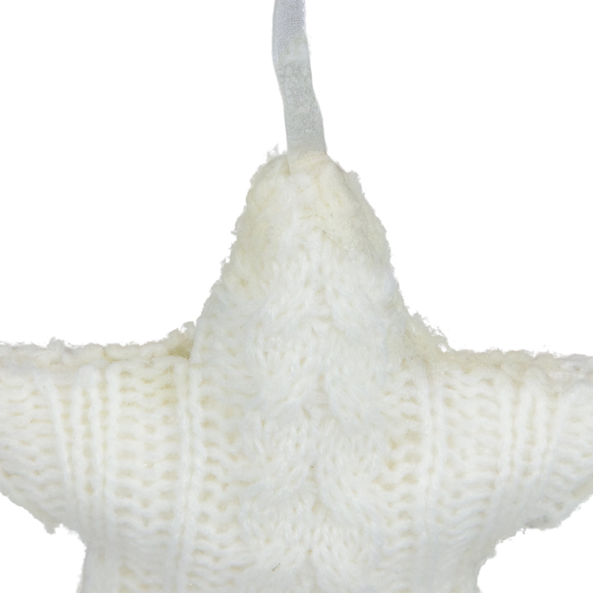 Northlight Ivory Plastic Cream Cable Knit Star Christmas Plush Ornament, 4"