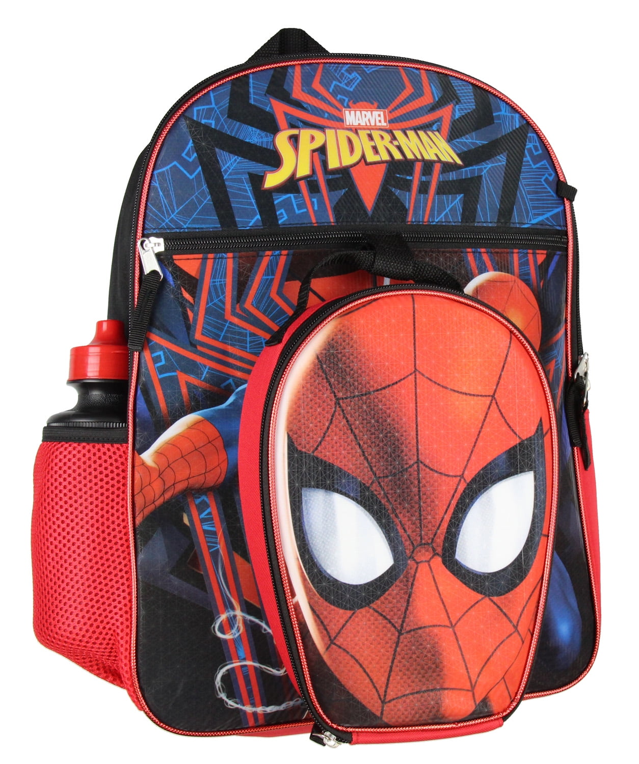 Marvel Studio Spiderman Backpack and Lunch Box Set - 16” Spiderman Backpack  for Boys 8-12 Bundle with Spiderman Lunch Box for Boys 8-12, Water Bottle