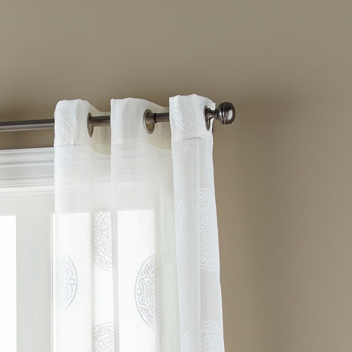Nanshing Mya Window Sheer Curtain Panels Set of Two with Grommet Top, Ivory, 37 x 84"
