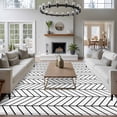 thumbnail image 3 of White Geometric Area Rugs 5'x7', Washable Small Throw Rugs for Laundry Room Playroom, Modern Minimalism Black Striped Lines Indoor Outdoor Rug Non-Slip Low Pile Carpet Runner Reversible Floor Mats, 3 of 8