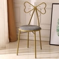thumbnail image 1 of Zimtown Vanity Stool,Dressing Stool Butterfly-Shaped Backrest Leather Gold Finish Gray Seat, 1 of 5