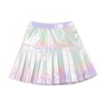 thumbnail image 2 of Girls Cosplay Skirts Holographic Metallic Pleated Mini Skirt Shiny High Waist A-Line Skort For Party Performance, 2 of 8