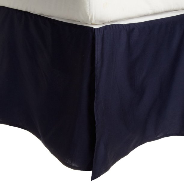 100 Egyptian Cotton Chic Solid Bed Skirt with Split Corners Navy Blue