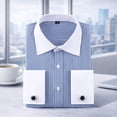 thumbnail image 3 of TANSILING Men's French Cuff Dress Shirt Pleated Formal Fit Long Sleeve with Cufflinks, 3 of 7