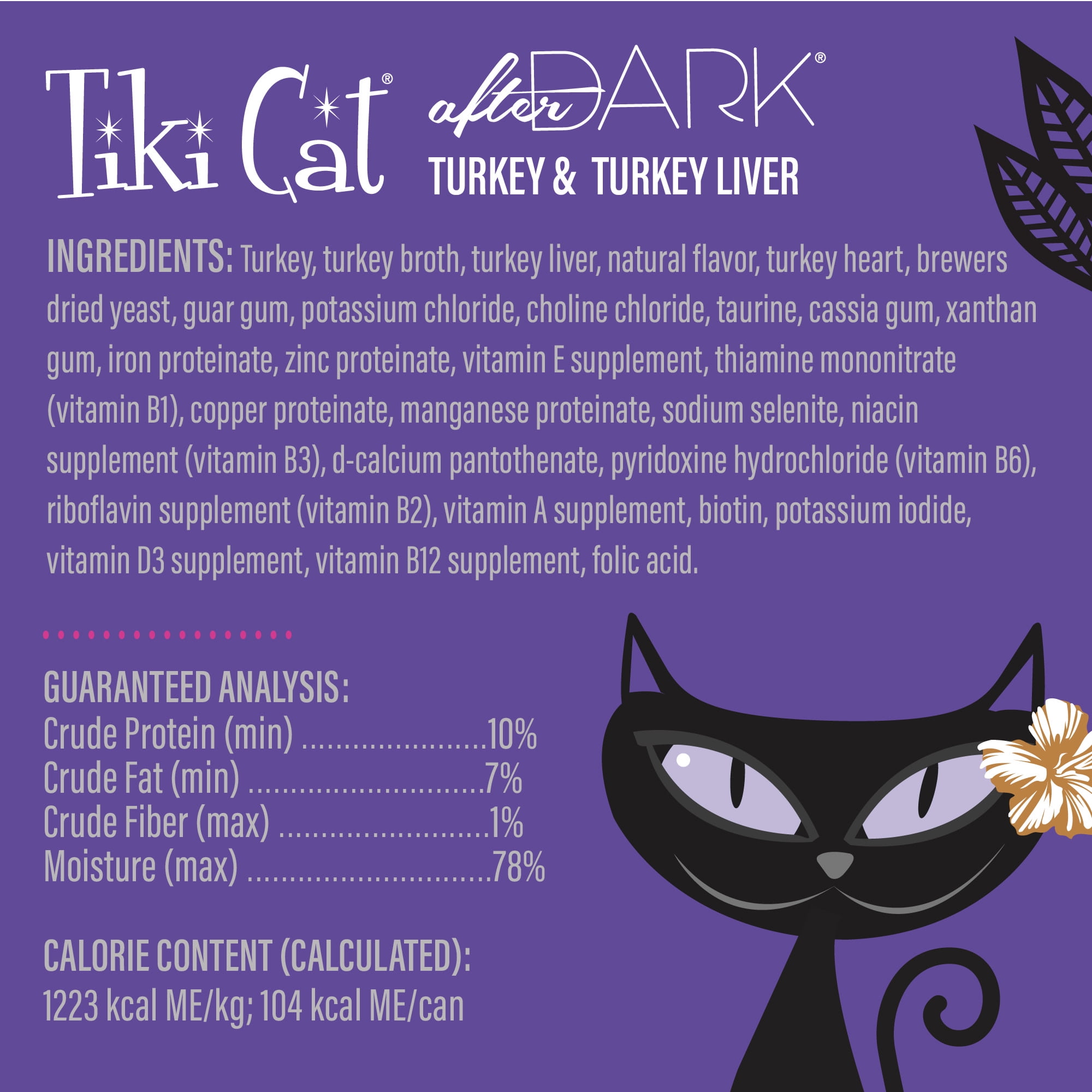 (12 pack) Tiki Cat After Dark Pate Wet Cat Food, Turkey & Turkey Liver, 3 oz. Can