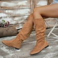 thumbnail image 5 of Dasayo Slouch Ladies Boots Mid-Calf Wide Calf Brown Pointed Toe Flat Fashion Boots Women Shoes 36, 5 of 9