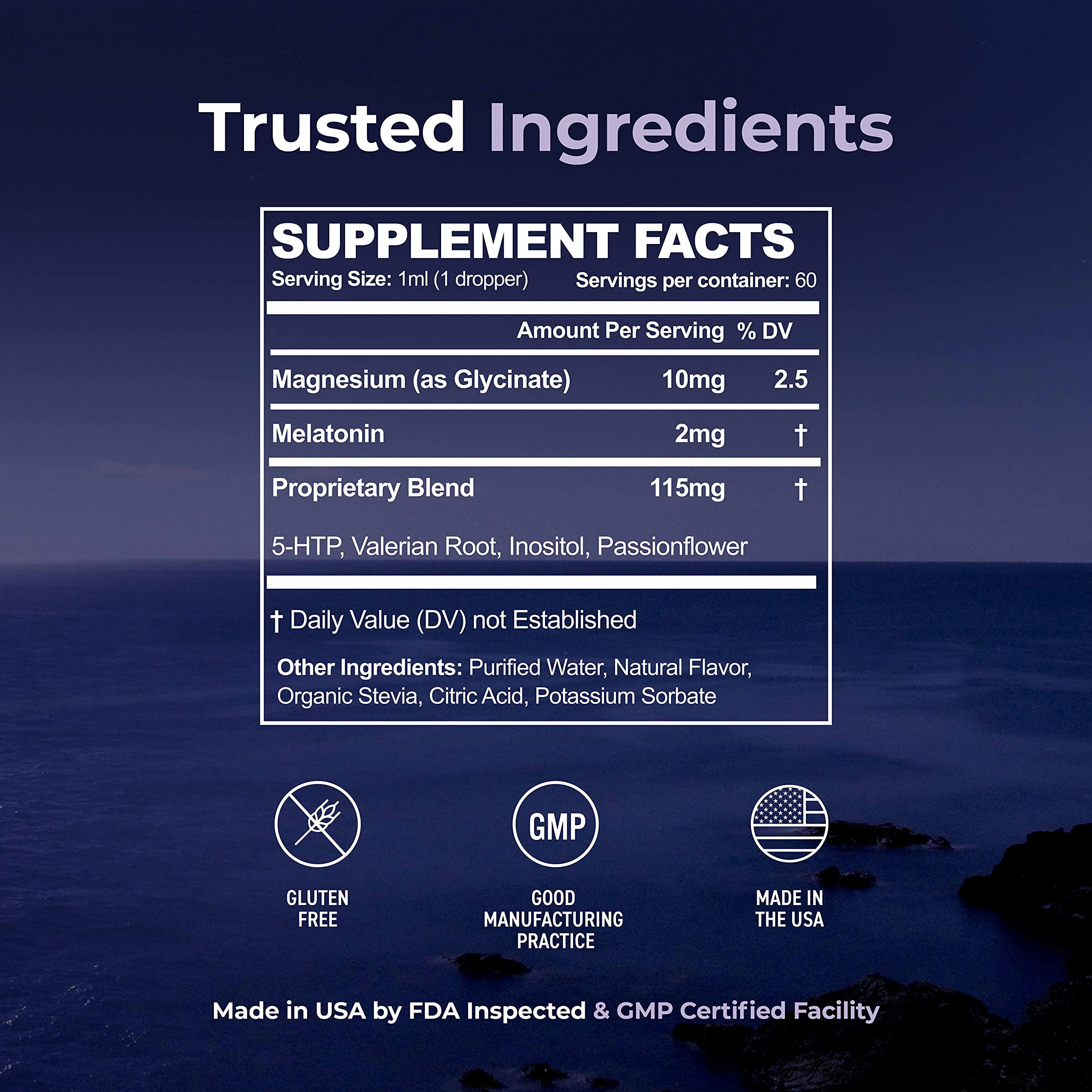 Ultra6 Nutrition Melatonin Drops with Valerian Root - Liquid Melatonin Sleeping Supplement with 5 HTP & Passion Flower - A Liquid Sleep Aid Strength Blend for Adults