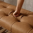 thumbnail image 6 of Entryway Shoe  Storage Benches with Upholstered Button Tufted Seat and Open Slatted Shelf PU Leather Ottoman  for Hallway Living Room Bedroom End of Bed, Brown, 6 of 8
