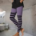 thumbnail image 5 of Aobny Gothic Women's Leggings Purple Striped Leggings Skinny Ankle High Waisted Stretch Active Pants for Women,M, 5 of 9